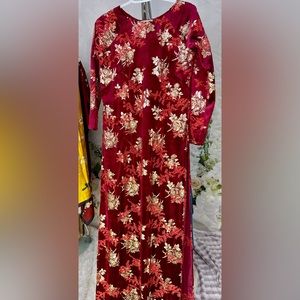 Ao dai nhung/velvet kim sa, New Vietnamese traditional dress truyen thong 2xl 8